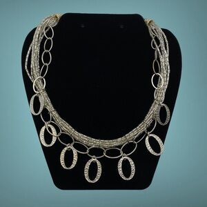 CHICO'S Silver & Seed Bead Boho Necklace